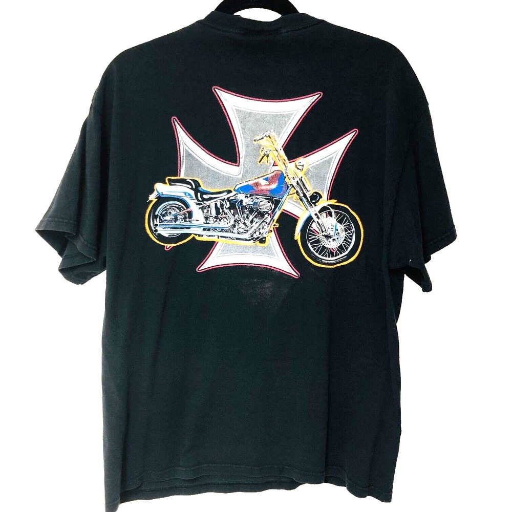 Athletech Mens‎ Black Coast To Coast Choppers T Shirt L Graphics Moto Motorcycle